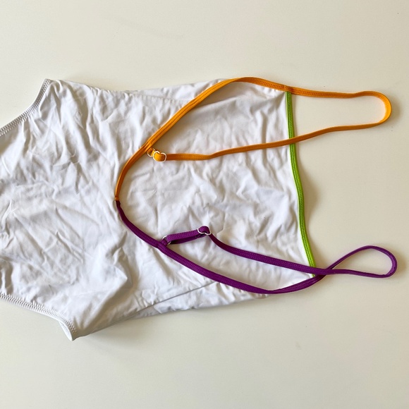 SOLID & STRIPED: White One-Piece Swimsuit w/Color Pop Trim - Picture 6 of 13